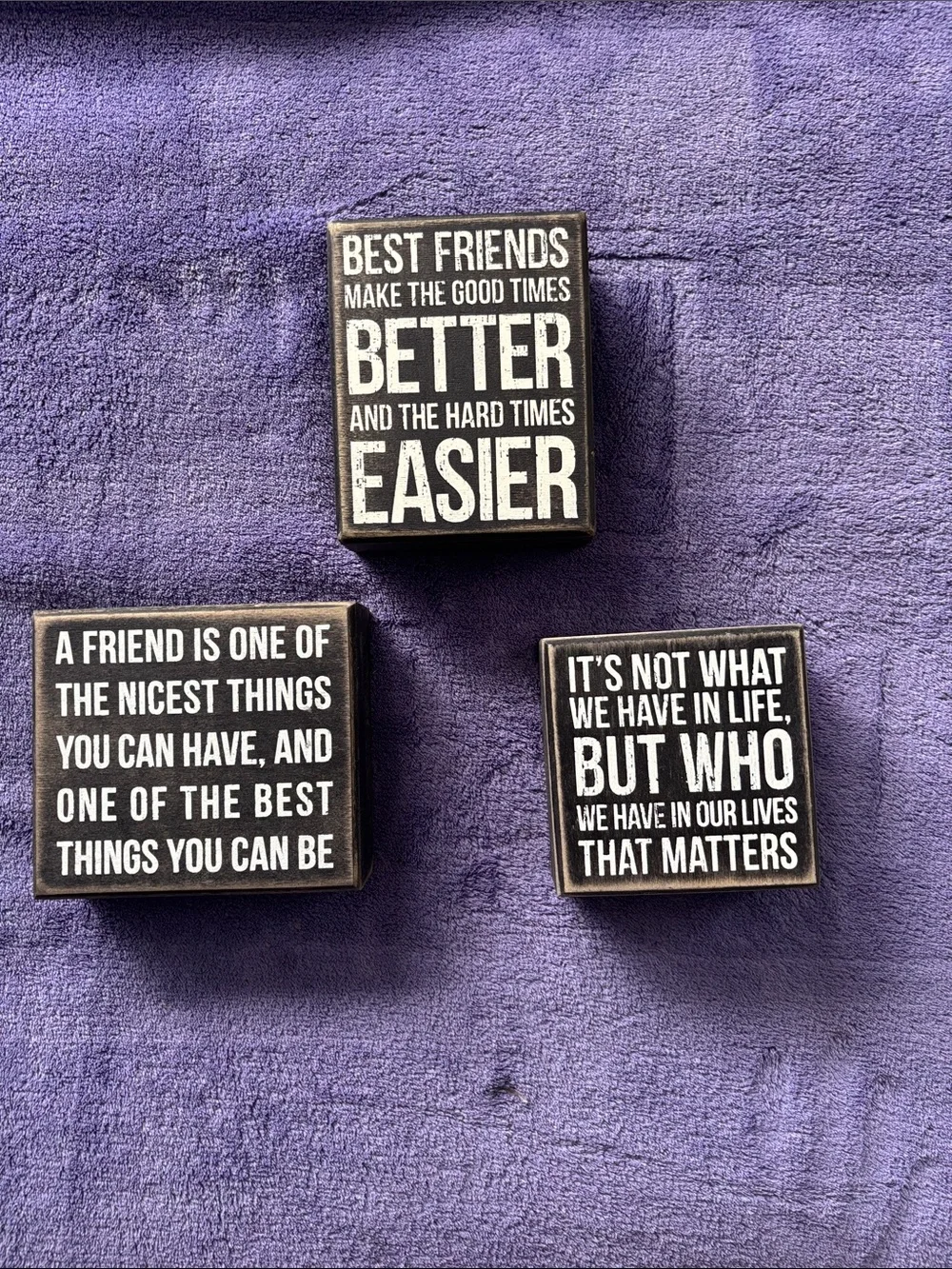 Primitives by Kathy Black and White Friendship Plaque Trio